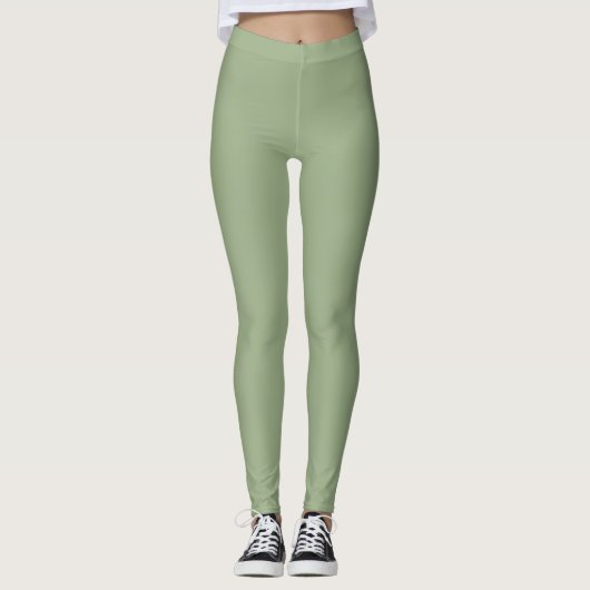 Moderne Sage Green Plain Effen Kleur Leggings (Voorkant)