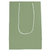 Moderne Sage Green Plain Effen Kleur Medium Cadeauzakje (Achterkant)