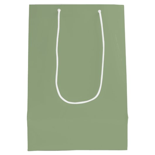 Moderne Sage Green Plain Effen Kleur Medium Cadeauzakje (Achterkant)