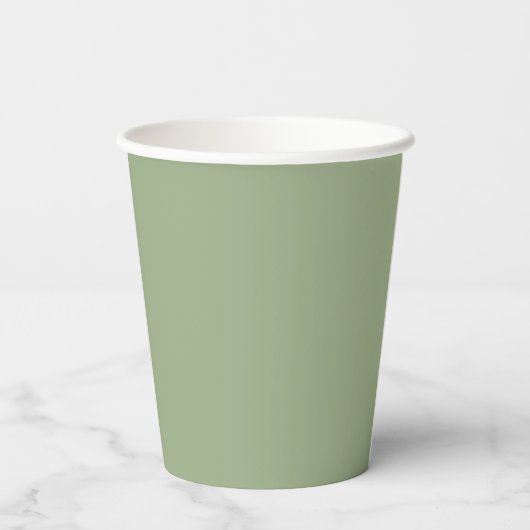 Moderne Sage Green Plain Effen Kleur Papieren Bekers (Achterkant)