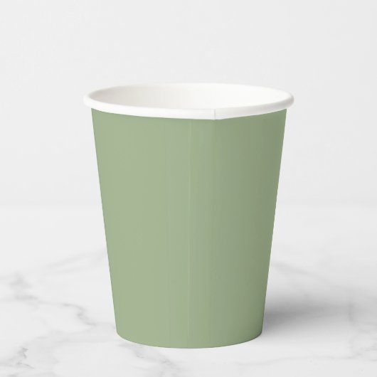 Moderne Sage Green Plain Effen Kleur Papieren Bekers (Rechts)