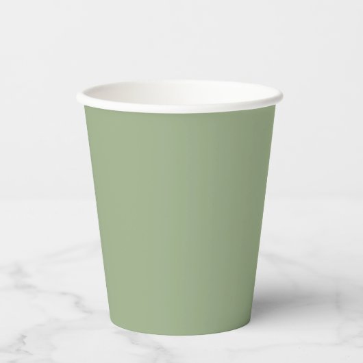 Moderne Sage Green Plain Effen Kleur Papieren Bekers (Voorkant)