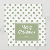 Moderne Sage Green Polka Dots Vrolijk Kerstfeest Briefkaart (Voorkant / Achterkant)