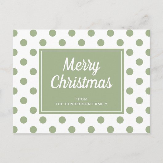 Moderne Sage Green Polka Dots Vrolijk Kerstfeest Briefkaart (Voorkant)