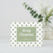 Moderne Sage Green Polka Dots Vrolijk Kerstfeest Briefkaart (Staand voorkant)