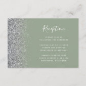 Moderne Sage Green Silver Glitter bruiloft recepti Informatiekaartje (Voorkant)