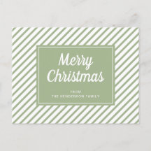 Moderne Sage Green Stripes Vrolijk Kerstfeest