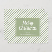 Moderne Sage Green Stripes Vrolijk Kerstfeest Briefkaart (Voorkant / Achterkant)