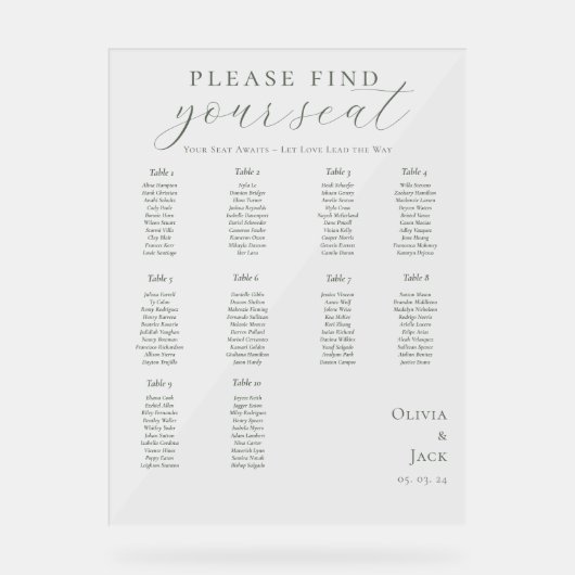 Moderne Sage Green trouwkaarten Acryl Bord (Voorkant)