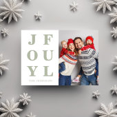 Moderne Sage Green vreugdevolle één foto kerst Feestdagenkaart