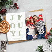 Moderne Sage Green vreugdevolle één foto kerst Feestdagenkaart