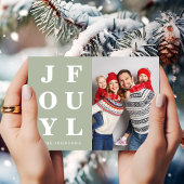 Moderne Sage Green vreugdevolle kerstfoto Feestdagenkaart