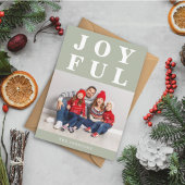 Moderne Sage Green vreugdevolle kerstfoto Feestdagenkaart