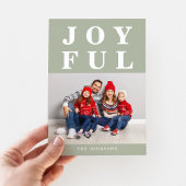 Moderne Sage Green vreugdevolle kerstfoto Feestdagenkaart