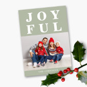 Moderne Sage Green vreugdevolle kerstfoto Feestdagenkaart