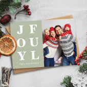 Moderne Sage Green vreugdevolle kerstfoto Feestdagenkaart