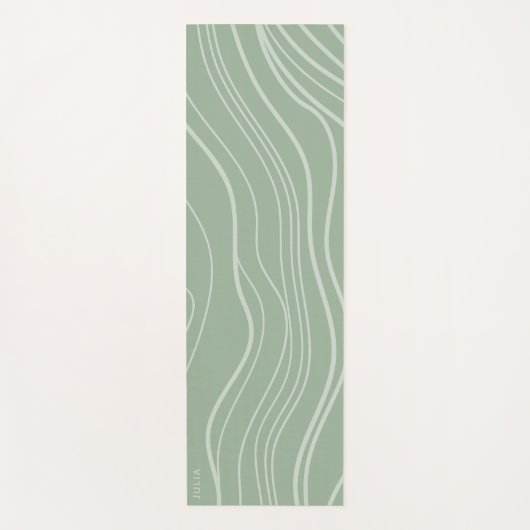 Moderne Sage Green Wave Gepersonaliseerde Yoga Mat (Voorkant)