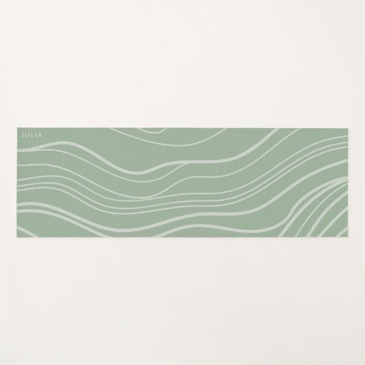 Moderne Sage Green Wave Gepersonaliseerde Yoga Mat (Voorkant (horizontaal))