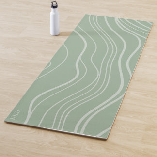 Moderne Sage Green Wave Gepersonaliseerde Yoga Mat