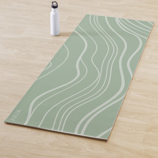 Moderne Sage Green Wave Gepersonaliseerde Yoga Mat (In situ)
