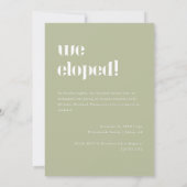 Moderne Sage Green Wedding Elopement Receptie Kaart (Achterkant)