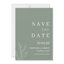 Moderne Sage Green Wedding Minimalist Save the Dat