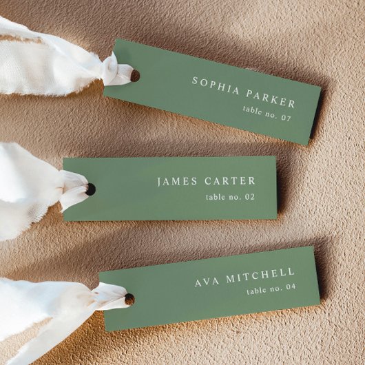 Moderne Sage Green Wedding Naam Plaats Kaarten