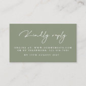 Moderne Sage Green Wedding RSVP-kaarten Informatiekaartje (Voorkant)