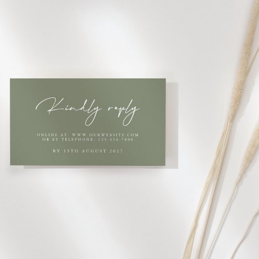 Moderne Sage Green Wedding RSVP-kaarten Informatiekaartje