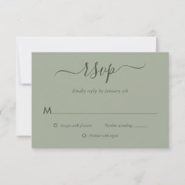 Moderne Sage Green Wedding RSVP-kaarten RSVP Kaartje