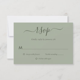 Moderne Sage Green Wedding RSVP-kaarten RSVP Kaartje