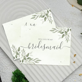 Moderne Sage Greenery Bruidsmeisje Uitnodigingskaa Save The Date