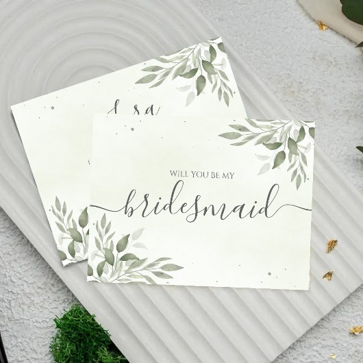 Moderne Sage Greenery Bruidsmeisje Uitnodigingskaa Save The Date