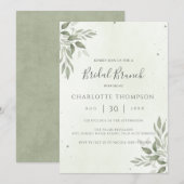 Moderne Sage Greenery Chic Bruidsbrunch Uitnodigin Save The Date (Voorkant / Achterkant)
