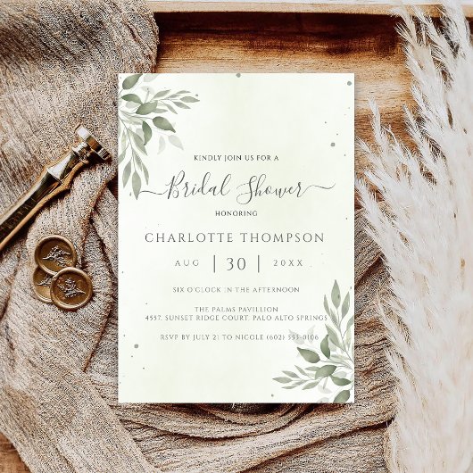 Moderne Sage Greenery Chic Bruiloftsborrelkaart Save The Date