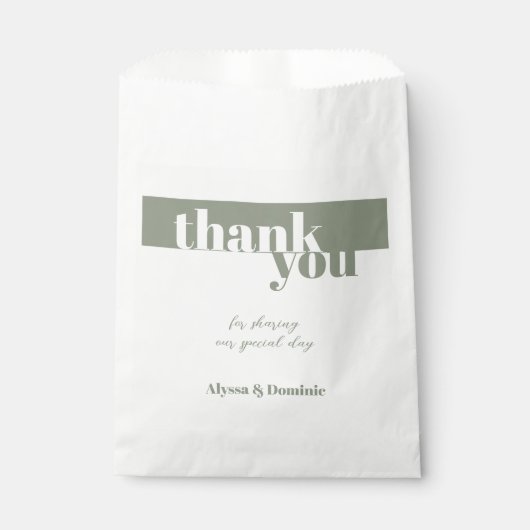 Moderne Sage Groen Dank u Bruiloft Bedankzakje (Voorkant)