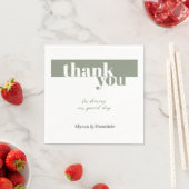 Moderne Sage Groen Dank u Bruiloft Servet (Insitu)