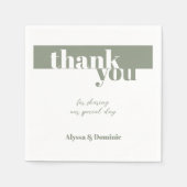 Moderne Sage Groen Dank u Bruiloft Servet (Voorkant)