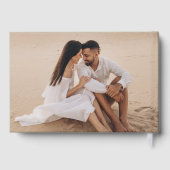 Moderne Sage Groen en Goud Fotobruiloft Gastenboek (Achterkant)