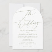 Moderne Sage Groen en Wit Eenvoudige Boog Huwelijk Kaart (Voorkant)