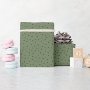 Moderne Sage Groen en wit Kleine Polka Dot Cadeaupapier