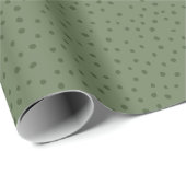Moderne Sage Groen en wit Kleine Polka Dot Cadeaupapier (Rol Hoek)