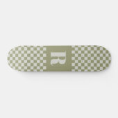 Moderne Sage Groen geruit Monogram Persoonlijk Skateboard (Horizontaal)