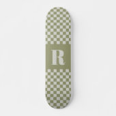 Moderne Sage Groen geruit Monogram Persoonlijk Skateboard (Voorkant)