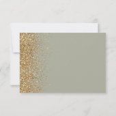 Moderne Sage Groen Goud Faux Glitter Edge RSVP Kaartje (Achterkant)