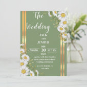 Moderne Sage Groen met Wit Eenvoudige Bruiloft Kaart (Staand voorkant)