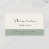 Moderne Sage Groen Minimalist Visitekaartje (Achterkant)