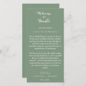 Moderne sage groen welkom en bedankt voor je bruil (Voorkant / Achterkant)