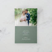 Moderne Sage Groen Wit Binnen Foto Bruiloft Bedankkaart (Binnen)