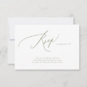 Moderne Sage Groen Wit Eenvoudige QR Code Bruiloft RSVP Kaartje (Voorkant)